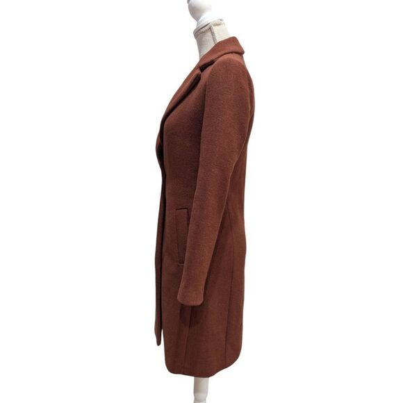 House Of Harlow 1960 Burnt Brown Wool Blend Long Peacoat Women's XS - Picture 4 of 8